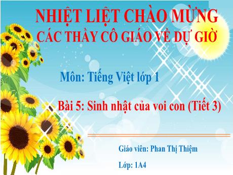 Bài giảng Tiếng Việt Lớp 1 (Kết nối tri thức) - Bài 5: Sinh nhật của voi con (Tiết 3) - Phan Thị Thiệm
