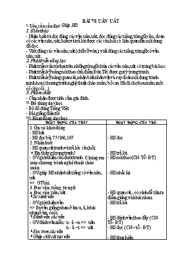 Bài giảng Tiếng Việt Lớp 1 (Kết nối tri thức) - Bài 78: Uân, uât