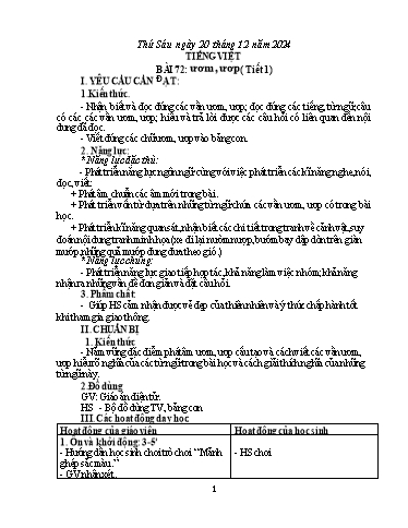 Giáo án Tiếng Việt + Toán Lớp 1 - Năm học 2024-2025 - Phạm Thị Minh
